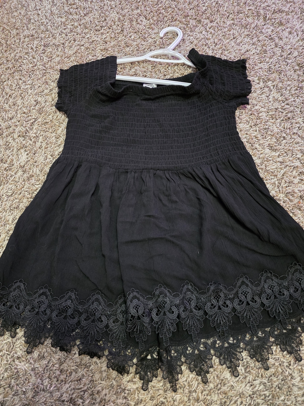 Womens Black Lace-Hem Tunic Top